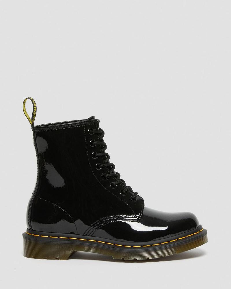 Women's Dr Martens 1460 Patent Leather Lace Up Boots Black | AU 195MQZ